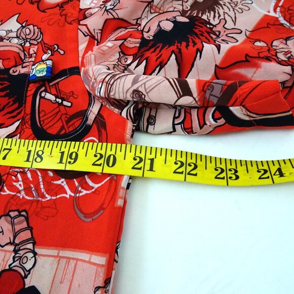 Vintage Flamehead JNCO Button Shirt Medium Red 90s Skater BMX Bike Cartoon Skate - Picture 10 of 16